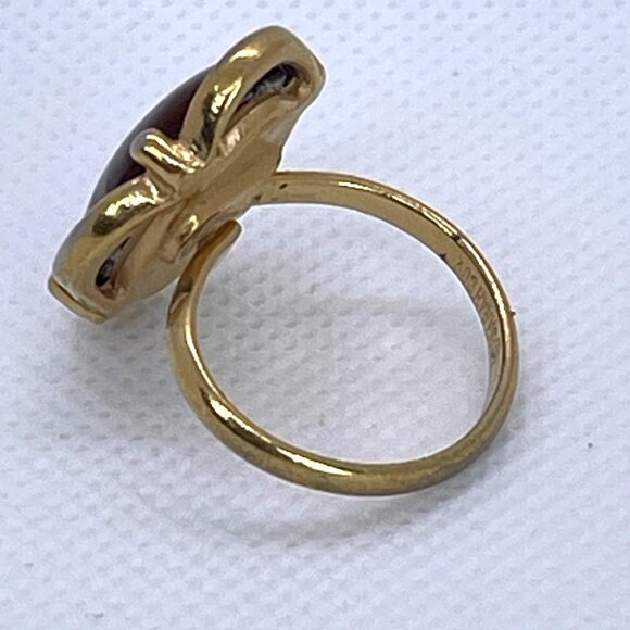 Sarah Coventry Brown Faux Tiger Eye Adjustable Gold-Tone Ring Size 7.25 Vintage - Picture 4 of 10